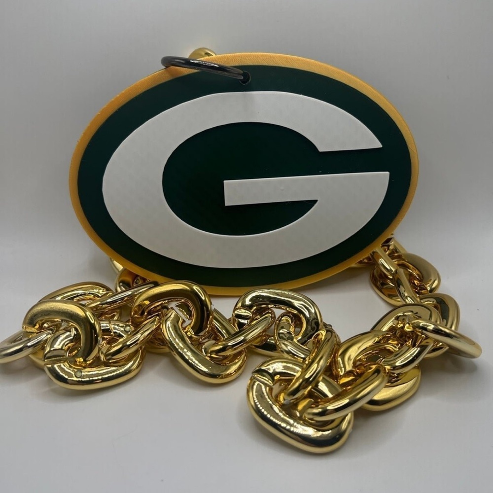 Greenbay Pakers Gold Fan Chain Necklace